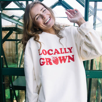 Locally Grown Women’s Strawberry Slogan Sweatshirt, 2 of 3