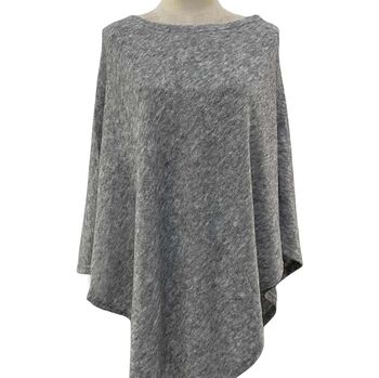 Heather Grey Wool Blend Knit Poncho, 4 of 4