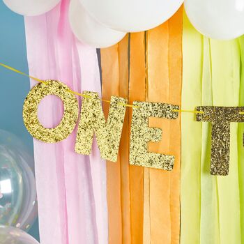 One Today Gold Glitter First Birthday Banner, 3 of 3