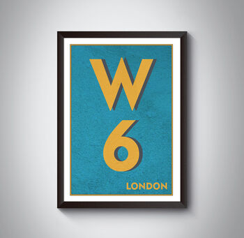 W6 Hammersmith London Postcode Typography Print, 6 of 10