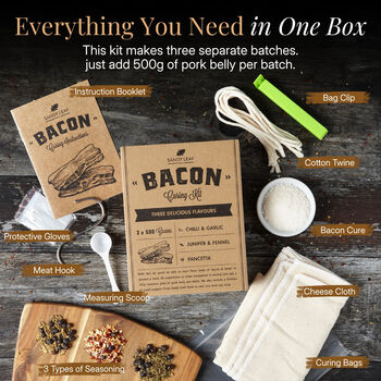Bacon Curing Kit Cure Your Own Bacon In Three Delicious Flavours, 3 of 7