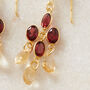 Garnet Citrine Gold Plated Silver Dangly Drop Earrings, thumbnail 2 of 10