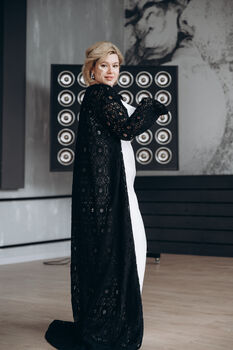 Black Macrame Lace Kimono Cape, 9 of 12
