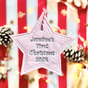 Personalised Baby's 1st Christmas Star Bauble, 3 of 7