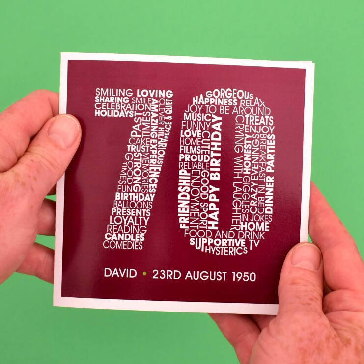Personalised Name And Date 70th Birthday Card, 1 of 3