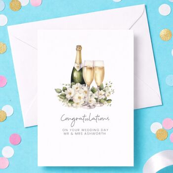 Champagne Congratulations On Your Wedding Day Personalised Card, 2 of 5