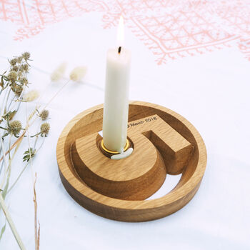 Five Year Anniversary Wood Personalised Candle Holder, 3 of 6