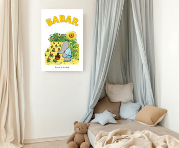 Babar The Elephant Sunflower Nursery Art Print, 4 of 4