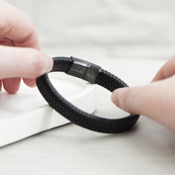 Personalised Men's Leather Braided Bracelet, 3 of 5