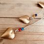 Recycled Metal Gold Heart Bells With Beads, thumbnail 7 of 10