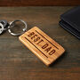 Dapper Chap 'Best Dad' Rectangular Oak Keyring, thumbnail 1 of 4