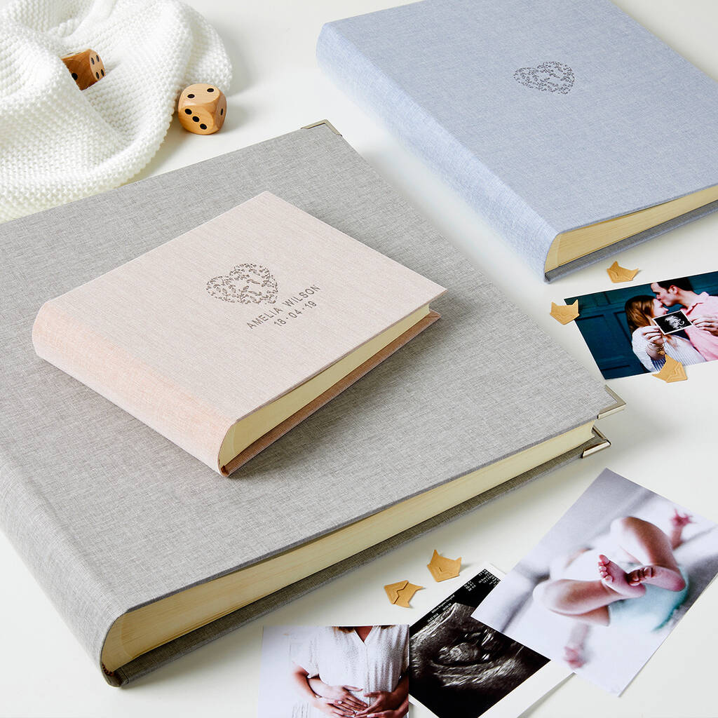 Personalised Floral Heart New Baby Photo Album By Harris & Jones Ltd