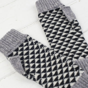 Triangle Knitted Fingerless Mitts Small Size, 6 of 7