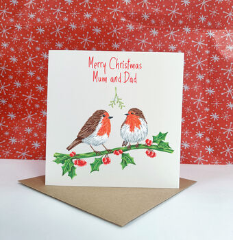 Personalised Robin Couple Christmas Card, 2 of 7