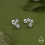 Opal Colour Cz Hydrangea Bouquet 16 G Flat Back Earrings In Sterling Silver, thumbnail 1 of 11