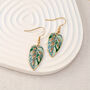 Green Boho Leaf Drop Earrings, thumbnail 1 of 5