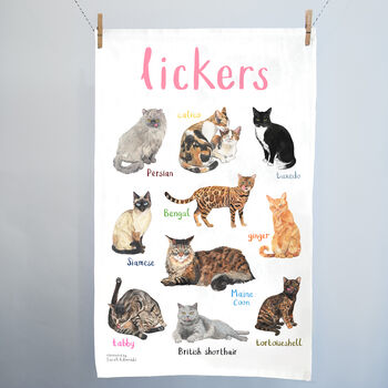 'Lickers' Funny Cat Tea Towel, 2 of 4