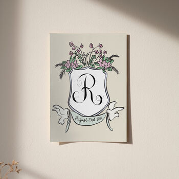 Personalised Wedding Crest Paper Print, 5 of 12