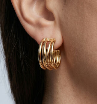 Nami 18 K Gold Plated Twist Hoop Earrings, 4 of 6