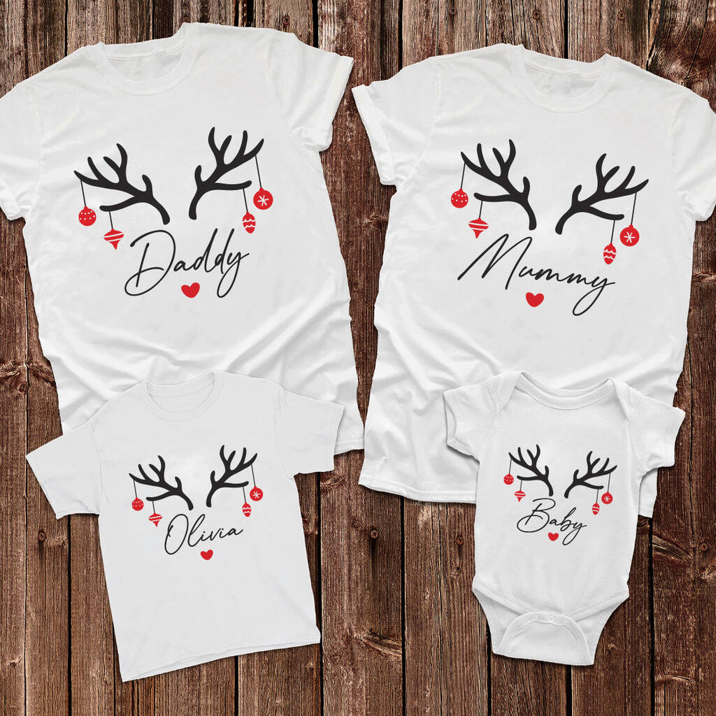 Reindeer Family Christmas T Shirts And Baby Grow By Love Lumi Ltd ...