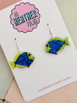 Tropical Fish Glitter Earrings / Beach Holiday Gift / Colourful Ocean Jewellery / Cute Accessories, 4 of 5
