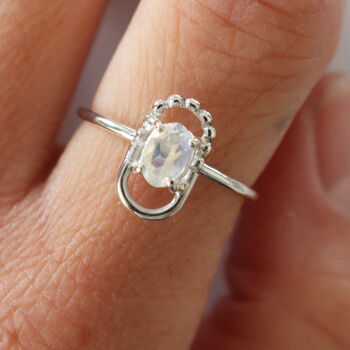 Etta Oval Moonstone 9ct Gold Halo Ring, 4 of 7