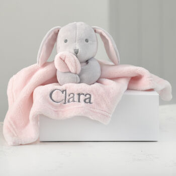 Personalised Pink Bunny Rabbit Baby Comforter, 3 of 12