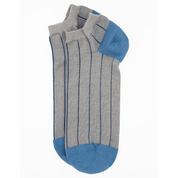 Pin Stripe Grey And Classic Blue Men's Trainer Socks, 10 of 12