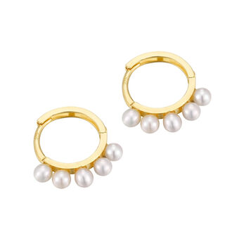 9ct Solid Gold Pearl Hoop Earrings, 4 of 7