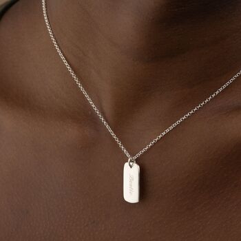Engraved Small Tag Necklace, Sterling Silver, 2 of 7