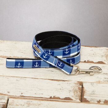 Anglesey Blue And White Check Nautical Dog Lead, 4 of 7