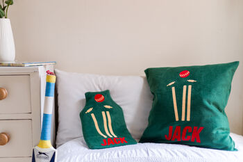 Cricket Personalised Fleece Hot Water Bottle Cover, 5 of 5