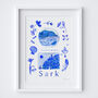 Sark, Channel Islands Blue Painted Scenes Print, thumbnail 2 of 6