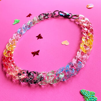 Chunky Multi Coloured Speckled Acrylic Link Necklace, 5 of 5