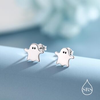 Sterling Silver Delicate Minimalist Ghost Stud Earrings, 3 of 11