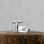 Sterling Silver Hexagon Initial Cufflinks, thumbnail 1 of 5