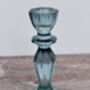Teal Glass Candlestick, 15.5cm, thumbnail 2 of 3