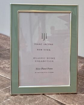 Isaac Jacobs Pale Green And Silver Plated Border Photo Frame, 2 of 3