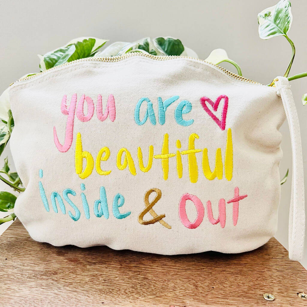 Large Organic Embroidered Makeup Wash Bag Pouch By Love Jo Designs