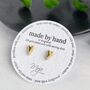 Heart Handmade Ear Studs In 22ct Gold Plated Silver, thumbnail 3 of 11