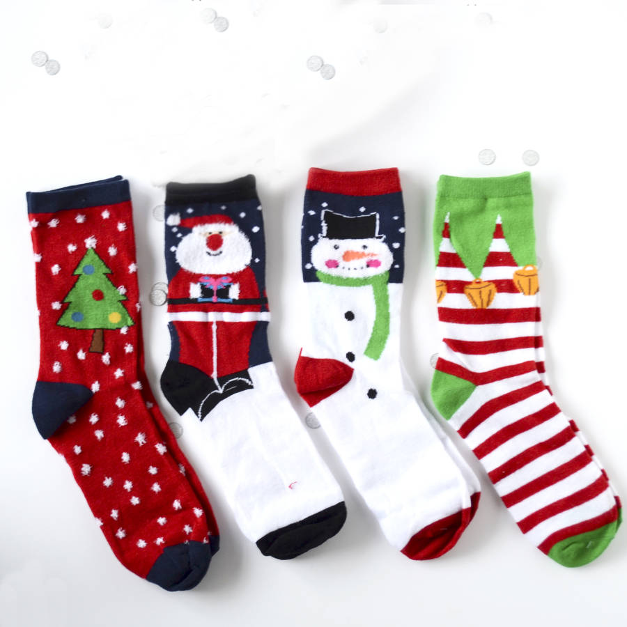 set of four women's christmas socks by alphs (alphabet interiors ...