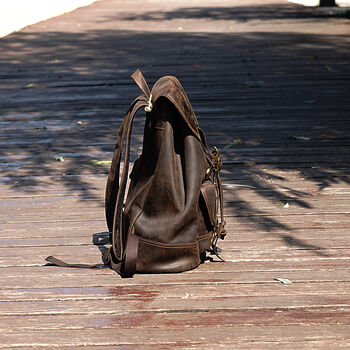 Genuine Leather Backpack With Front Pocket Detail, 9 of 12