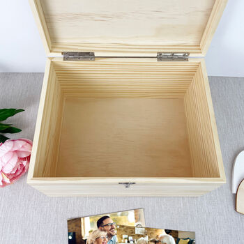 Personalised Lily Photo Memory Box In Natural Wood For Bereavement And Memorial Gift, 7 of 12