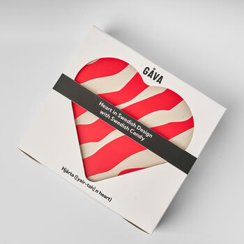 Heart Shaped Tin In Swedish Design Filled With Swedish Candy Älskar, 5 of 9