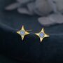 Starburst Blue Opal Stud Earrings In Sterling Silver, thumbnail 2 of 12