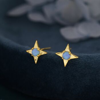 Starburst Blue Opal Stud Earrings In Sterling Silver, 2 of 12