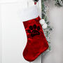 Personalised Paw Print Red Stocking, thumbnail 2 of 3