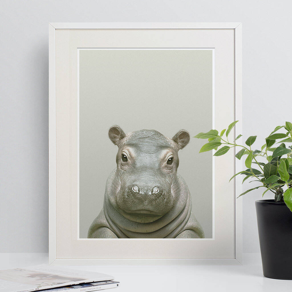nursery decor hippo animal print by strawberry valley