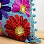 Hand Embroidered Flower Cushion Cover, thumbnail 6 of 10