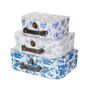 Blue And White Floral Set Of Three Mini Suitcases, thumbnail 6 of 6